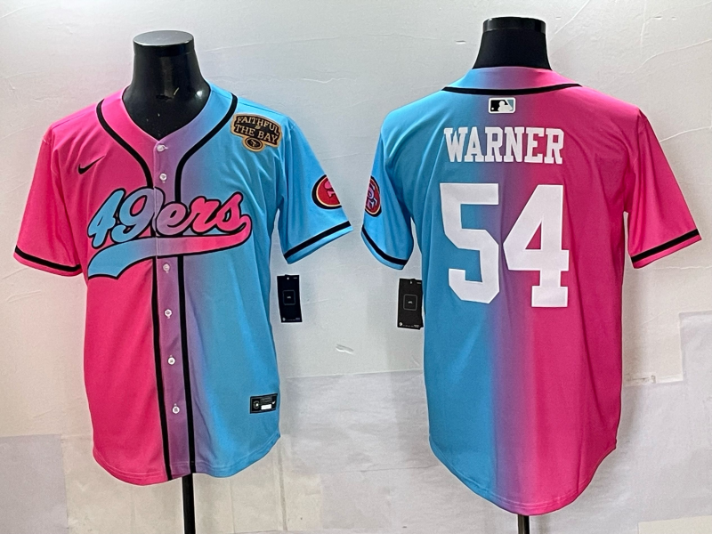 Men 2025 San Francisco 49ers #54 Warner Pink Blue pink Nike Limited NFL Jersey 015->oakland raiders->NFL Jersey